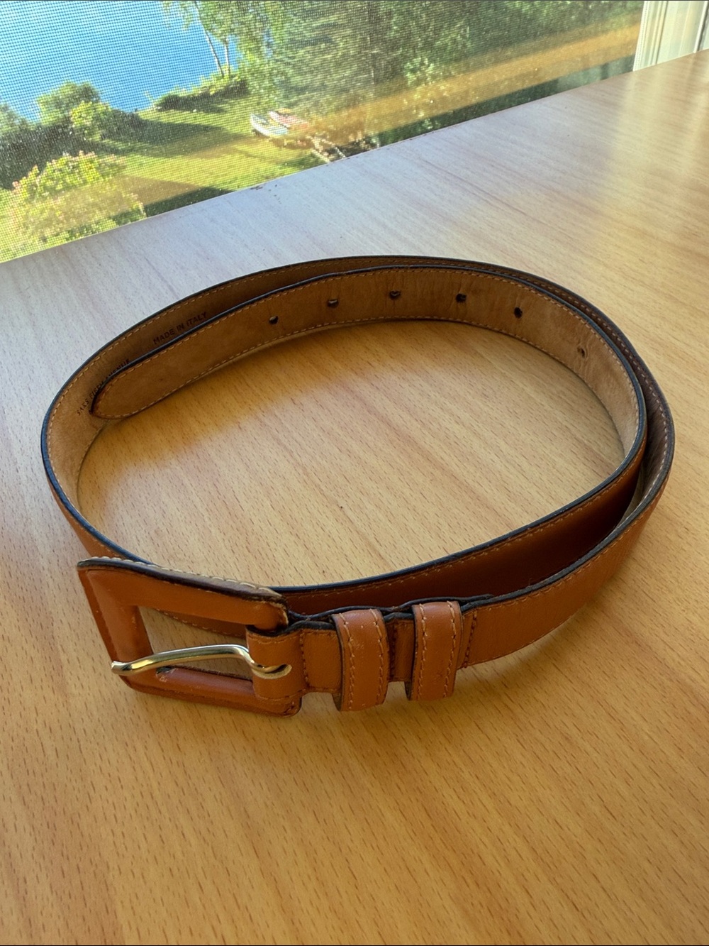 Vintage Saks Fifth Avenue 90s/Y2K Cognac Genuine Italian Leather Belt